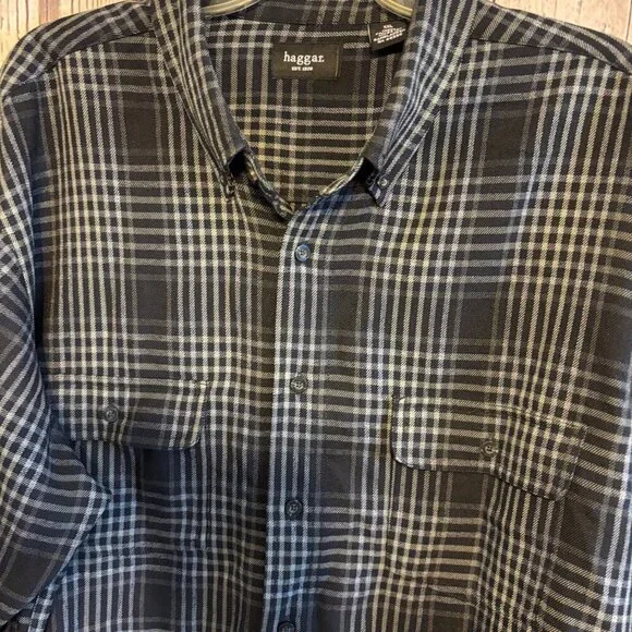 Haggar Gray & Black Two Pocket Tailered Dress Casual Long Sleeve Shirt Size XXL - Picture 4 of 9